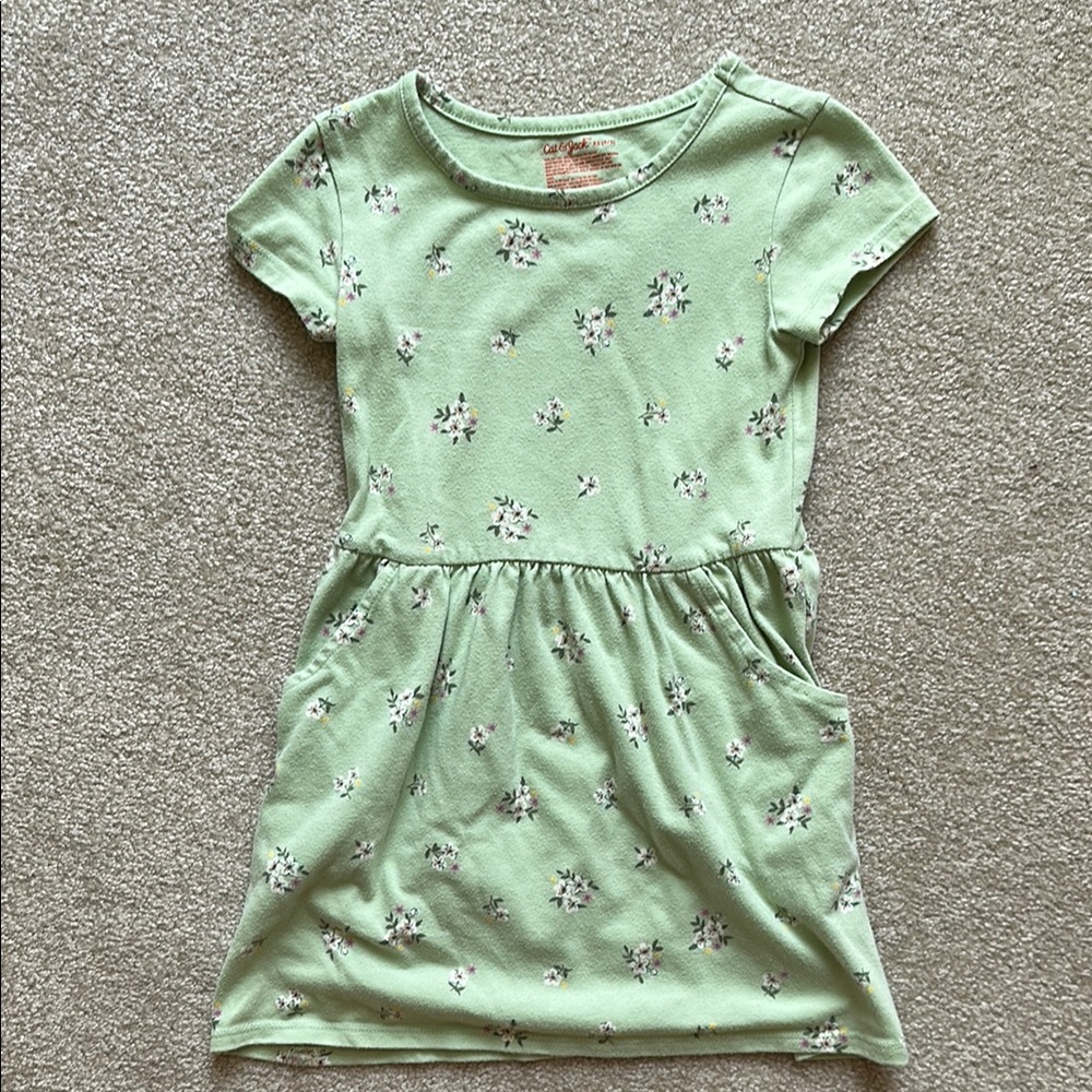 Cat & Jack Green Casual Sundress Short Sleeve Crew Neck